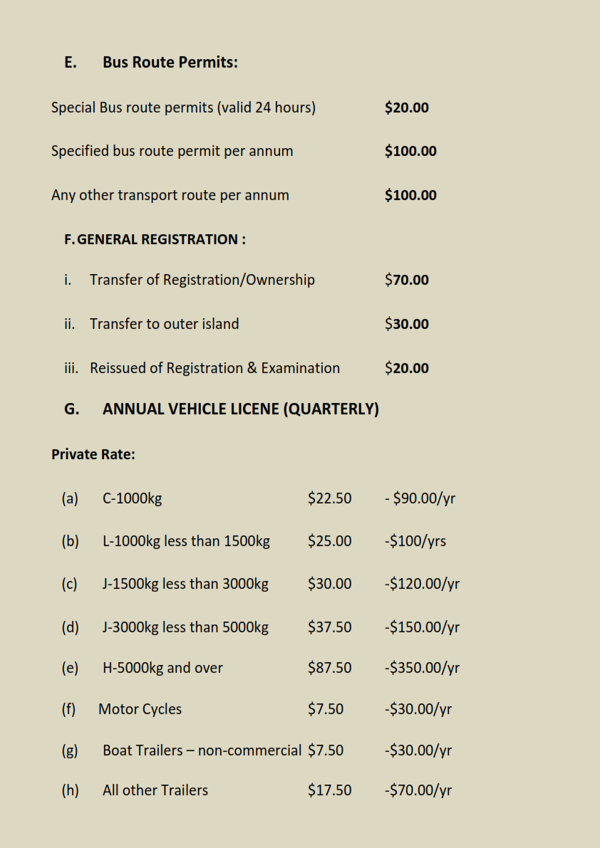 NEW FEES FOR ALL VEHICLES 005